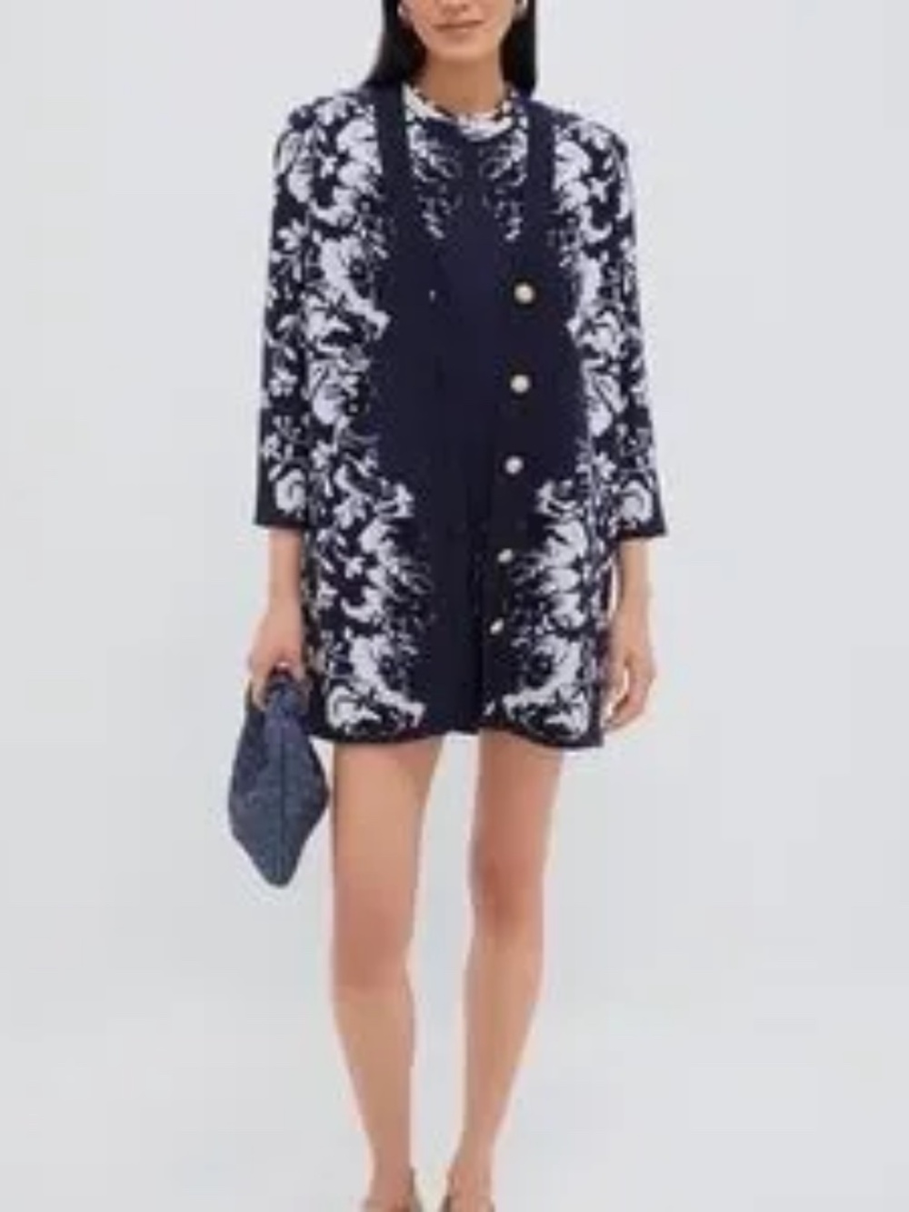 Tuckernuck Indigo Reflection Knit Jacquard Liv Cardigan -NWT -Size Small